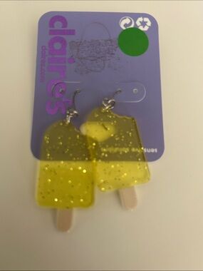 Claire's Yellow Glitter Popsicle Dangle Earrings